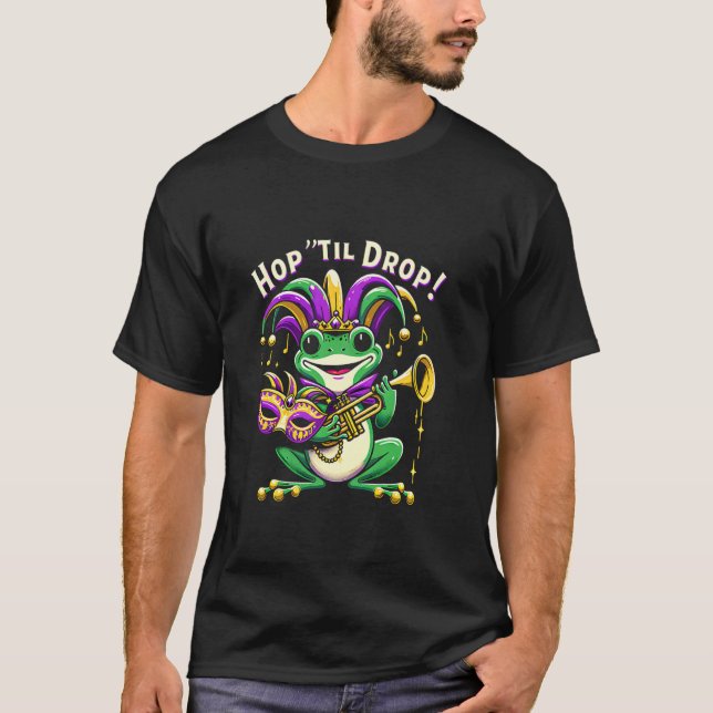 Camiseta Sapo de Mardi Gras Tocando Trombeta (Frente)