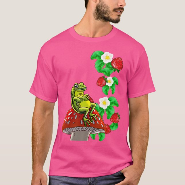 Camiseta Sapo De Morango De Cama De Cogumelos Natureza Anim (Frente)