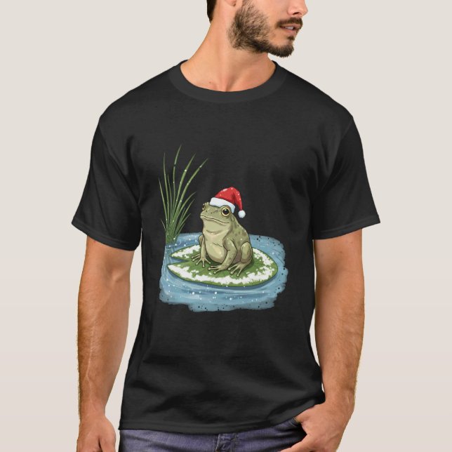 Camiseta Sapo de Natal em Folha de Lírio Nevada (Frente)