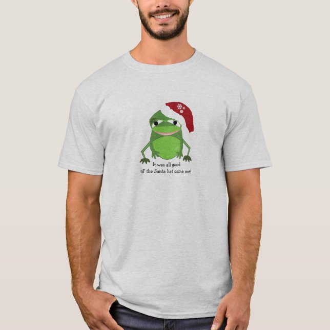 Camiseta Sapo de Natal Engraçado Com Dito (Frente)