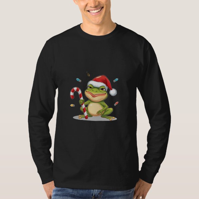 Camiseta Sapo de Natal Fofo Com Cana de Açúcar - Férias Div (Frente)