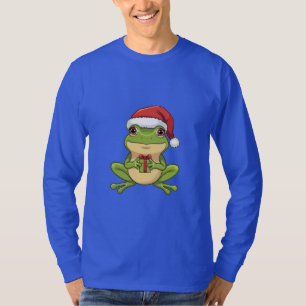 Camiseta Sapo de Natal Fofo com Chapéu de Papai Noel Segura