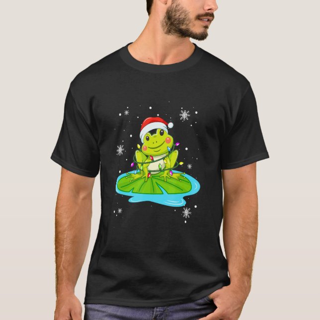 Camiseta Sapo de Natal Luzes de Natal Led Santa Hábito (Frente)