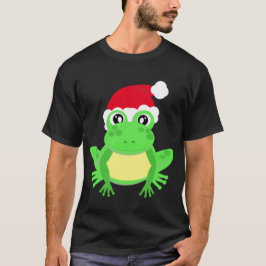 Camiseta Sapo de Natal Santa Hat Novelty Negro Engraçado