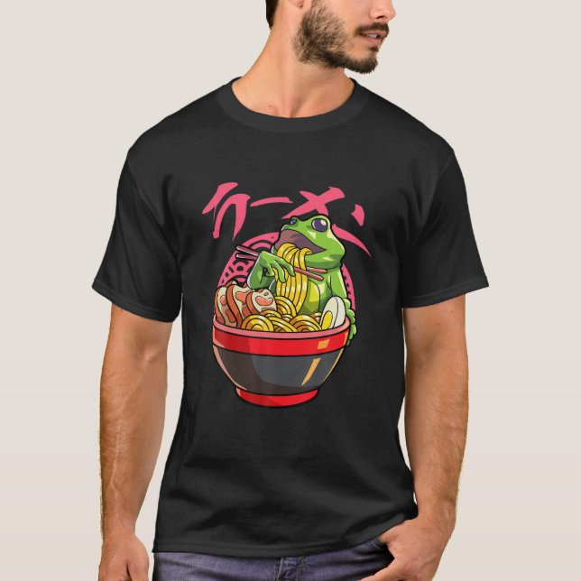 Camiseta Sapo de Sapo Kawaii Ramen Japonês de Animação de N (Frente)