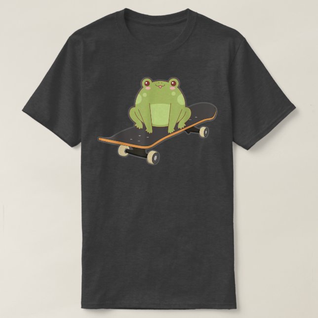 Camiseta Sapo De Skateboard Funny Kawaii Brincou Jogando Ja (Frente do Design)