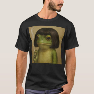 Camiseta Sapo Engraçado Bob Corte de Cabelo Fumando Meme