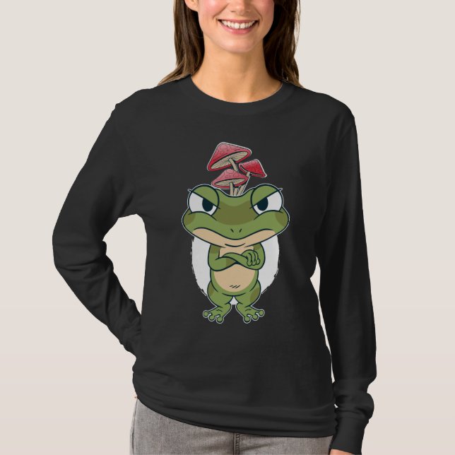 Camiseta Sapo engraçado com cogumelos (Frente)
