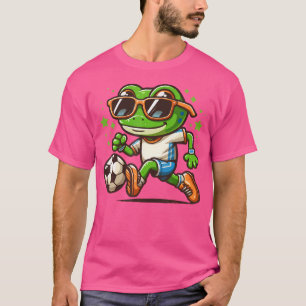 Camiseta Sapo Engraçado Com Óculos De Sol Sapo Jogando Fute