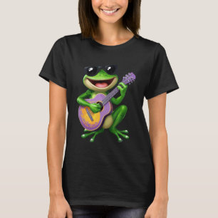 Camiseta Sapo Engraçado Com Óculos De Sol Tocando Música De