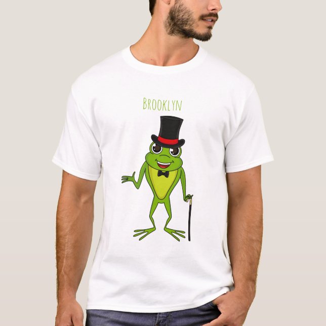 Camiseta Sapo engraçado com um desenho de chapéu superior (Frente)