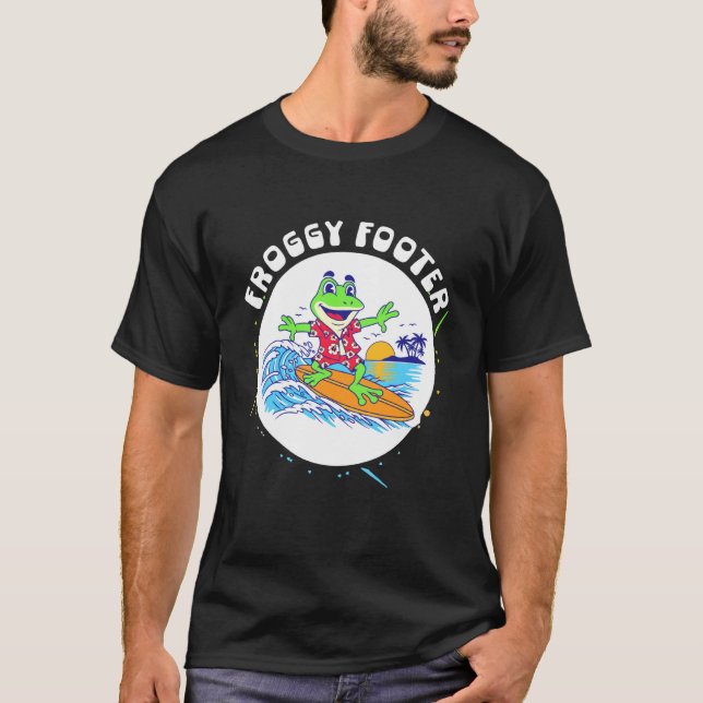 Camiseta Sapo engraçado de surfe andando de prancha de surf (Frente)