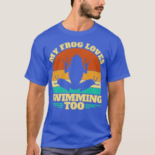 Camiseta Sapo Engraçado Meu Sapo Adora Nadar Muito Retro Vi