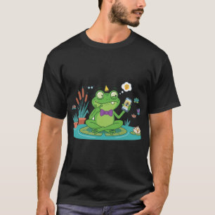 Camiseta Sapo Engraçado Navegando no Smartphone