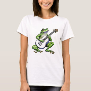 Camiseta Sapo Engraçado Tocando Violão