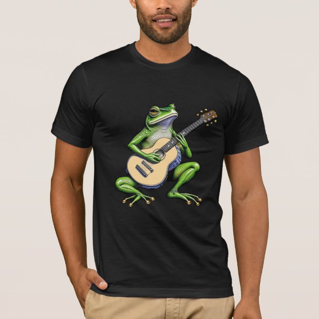 Camiseta Sapo Engraçado Tocando Violão (Frente)