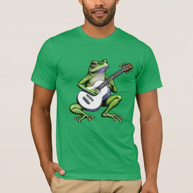 Camiseta Sapo Engraçado Tocando Violão (Frente)