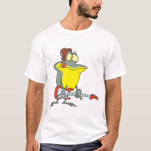 Camiseta sapo engraçado tocando violão elétrico