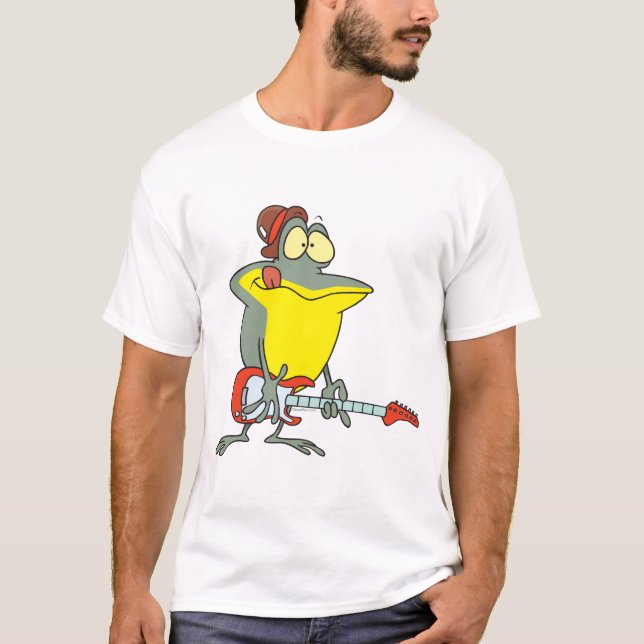 Camiseta sapo engraçado tocando violão elétrico (Frente)