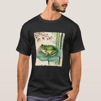 Camiseta Sapo Flor de Cerejeira Japonesa Estilo Ukiyo-e u20