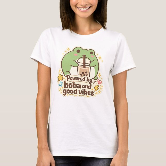 Camiseta Sapo FOFO bebendo chá de bolhas, chá boba (Frente)
