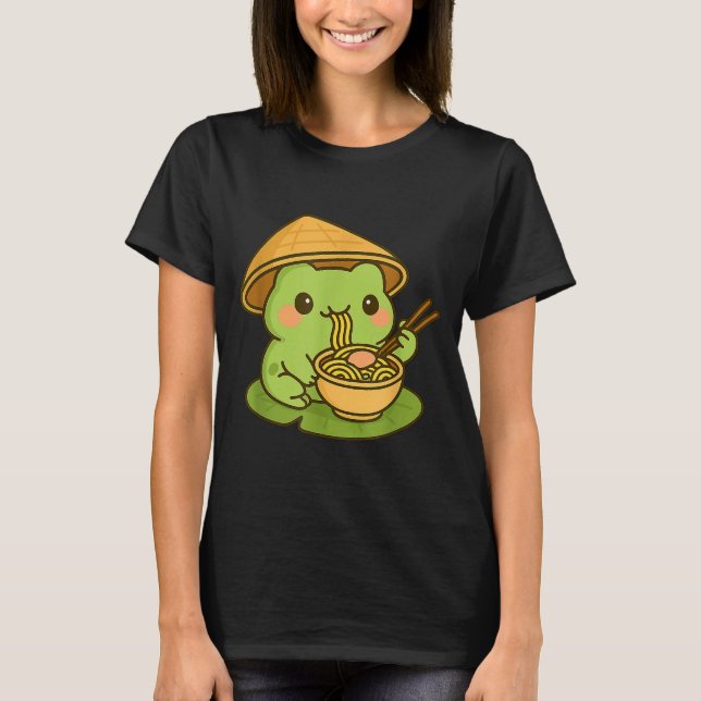 Camiseta Sapo Fofo Comendo Ramen Anime Presentes Japoneses  (Frente)