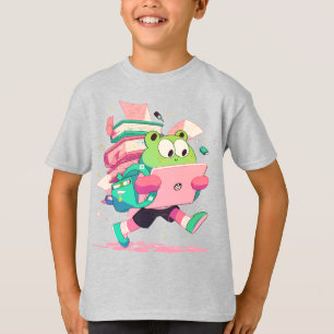 Camiseta Sapo Fofo de Volta às Aulas com Livros e Mochila