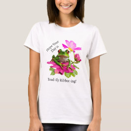 Camiseta Sapo Fofo ou Piada de Sapo em Flores Rosas