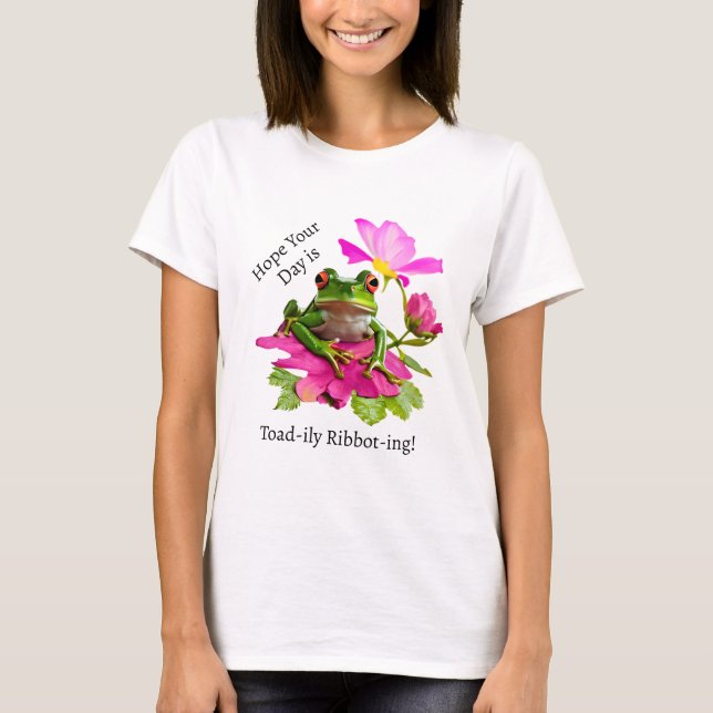 Camiseta Sapo Fofo ou Piada de Sapo em Flores Rosas (Frente)