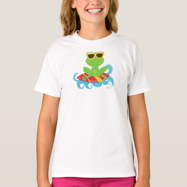 Camiseta Sapo giro, Sapo verde, Sapo pequeno, Conselho surf (Frente)