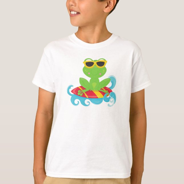 Camiseta Sapo giro, Sapo verde, Sapo pequeno, Conselho surf (Frente)