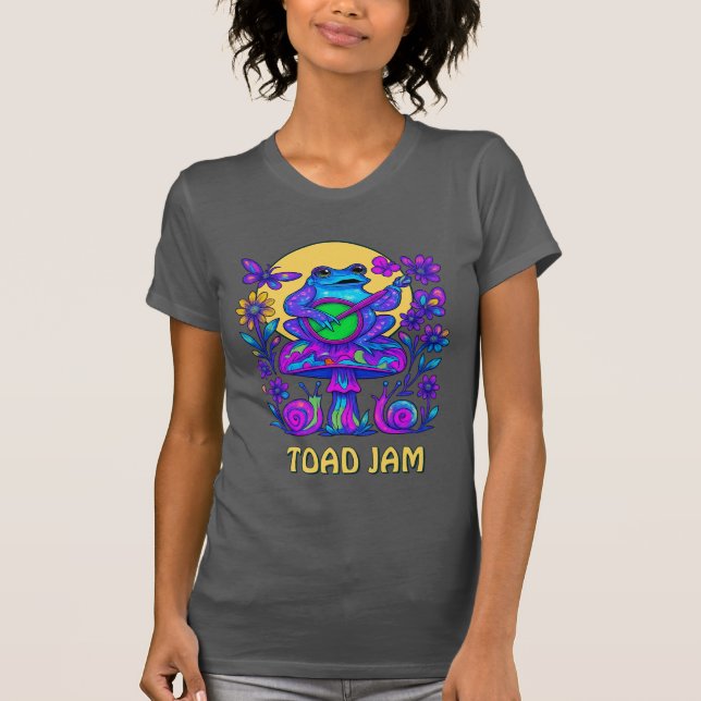 Camiseta Sapo Jam de Cogumelo Psikedélico Retro Caracóis (Frente)