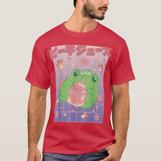 Camiseta Sapo Japonês Kawaii Strawberry Milk Japão Mushroo