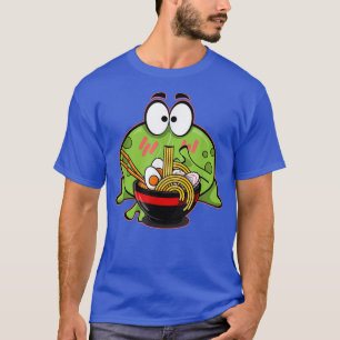 Camiseta Sapo Kawaii Comendo Anim De Cartoon De Ramen Bowl