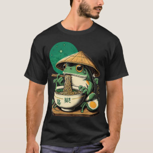 Camiseta Sapo Kawaii Comendo Macarrão Ramen Garotos Anime E