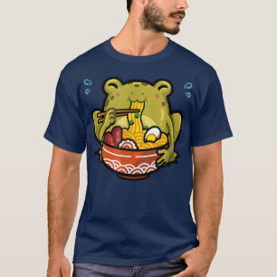 Camiseta Sapo Kawaii Cute comendo Ramen Noodles com Chopsti