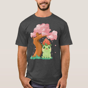 Camiseta Sapo kawaii e árvore cerejeira de Sakura Ja