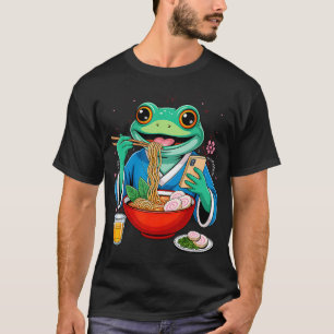 Camiseta Sapo Mal-Humorado Engraçado Come Ramen e Rola Celu
