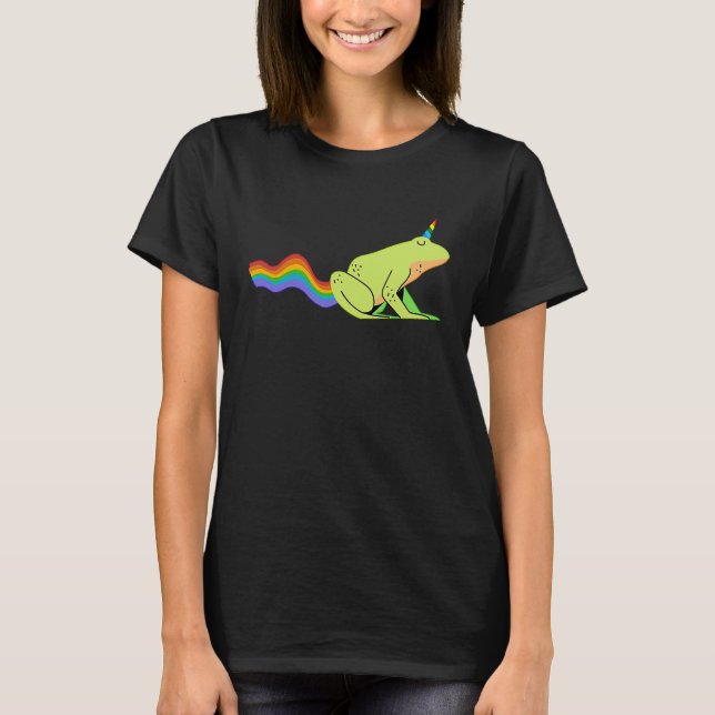 Camiseta Sapo Mínimo Rainbow Unicorn LGBT Pride Queer G (Frente)