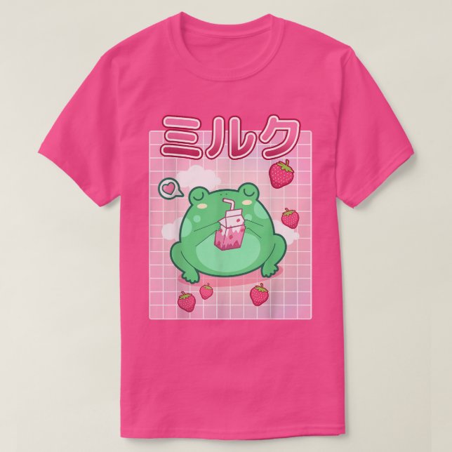 Camiseta Sapo Morango Leite Pastel Gótico Funny Kawaii Toad (Frente do Design)