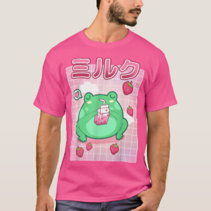 Camiseta Sapo Morango Leite Pastel Gótico Funny Kawaii Toad