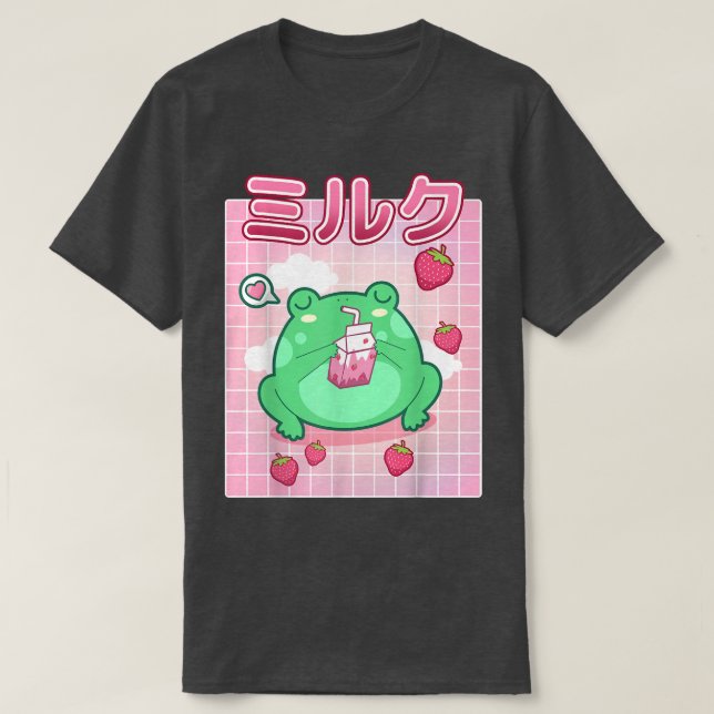 Camiseta Sapo Morango Leite Pastel Gótico Funny Kawaii Toad (Frente do Design)