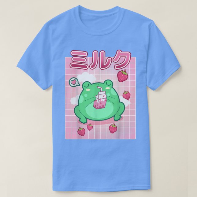 Camiseta Sapo Morango Leite Pastel Gótico Funny Kawaii Toad (Frente do Design)