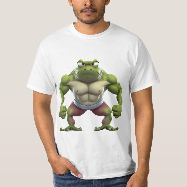 Camiseta Sapo Muscular, Forte Sapo de Construção de Pormeno (Frente)