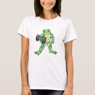 Camiseta Sapo na musculação com haltere