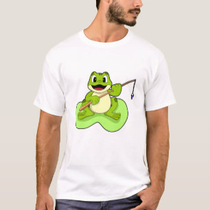 Camiseta Sapo na pesca com cana de pesca