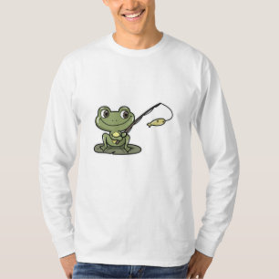 Camiseta Sapo na pesca com cana de pesca