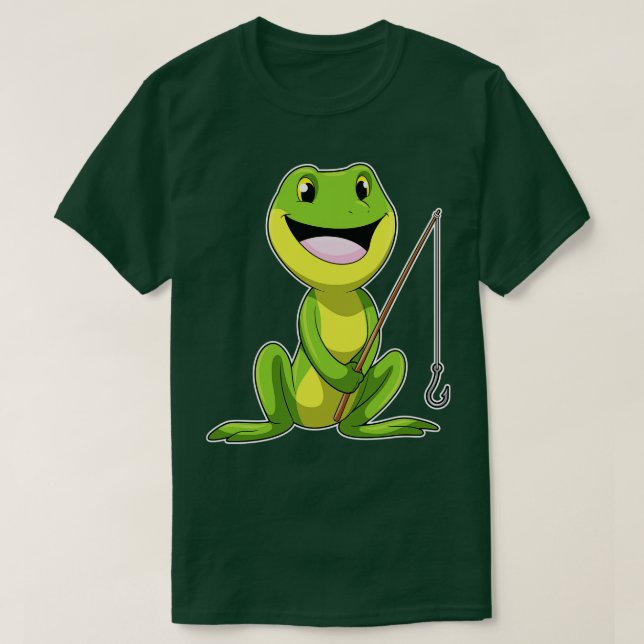 Camiseta Sapo na pesca com vara de pescar (Frente do Design)