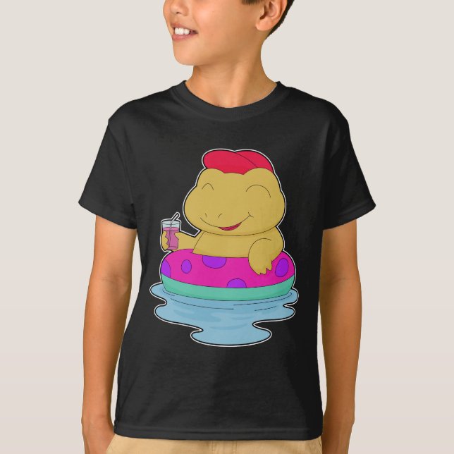 Camiseta Sapo nadando argola de natação (Frente)