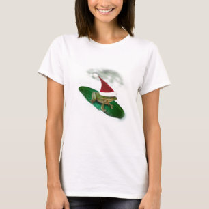 Camiseta Sapo passando pela neve em um leito